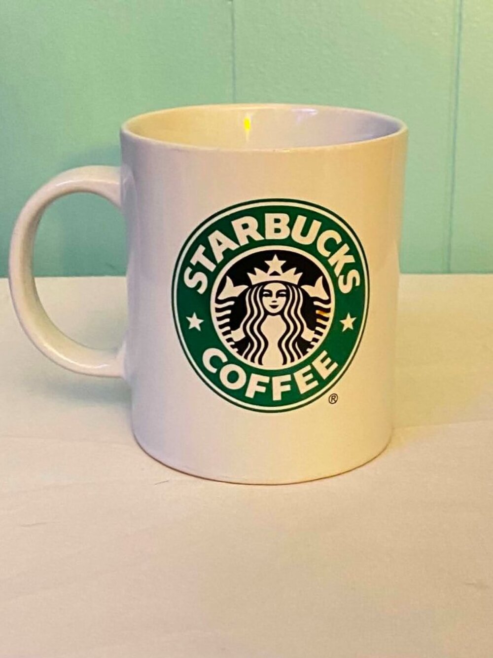 Starbucks 2008 Classic Siren Logo White Ceramic Coffee Mug 11.5 oz